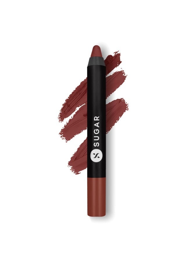 SUGAR Cosmetics Matte as Hell Crayon Lipsticks for Women | Lasts Up To 8+ Hours | Lip Crayon with Sharpener | 2.8gm - 17 Brandy Harrington - Image 1